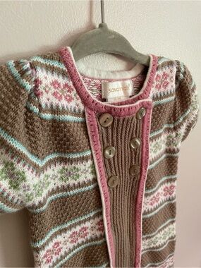 Savannah Brown, Pink & Aqua Knit Button-Front Dress